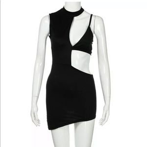 Sexy cut out black club dress